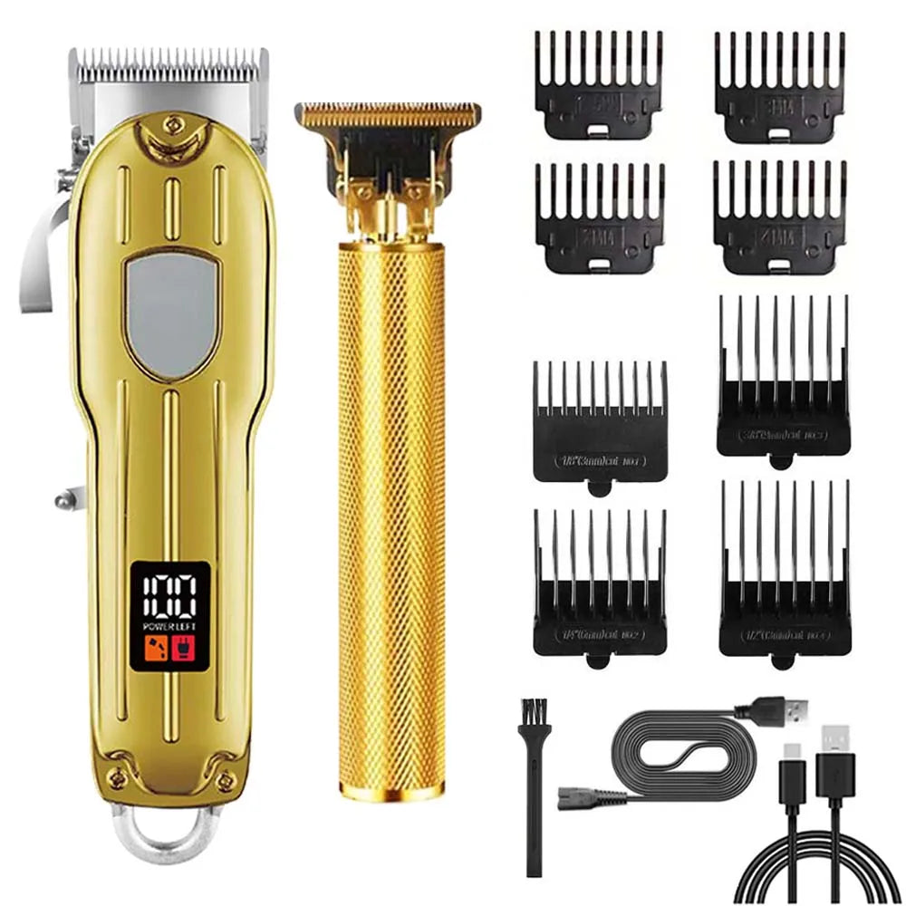Professional Hair Clipper & Trimmer Set – Rechargeable Barber Kit Peaceful Pleasures Health and Wellness 2 in 1 (Gold) United States