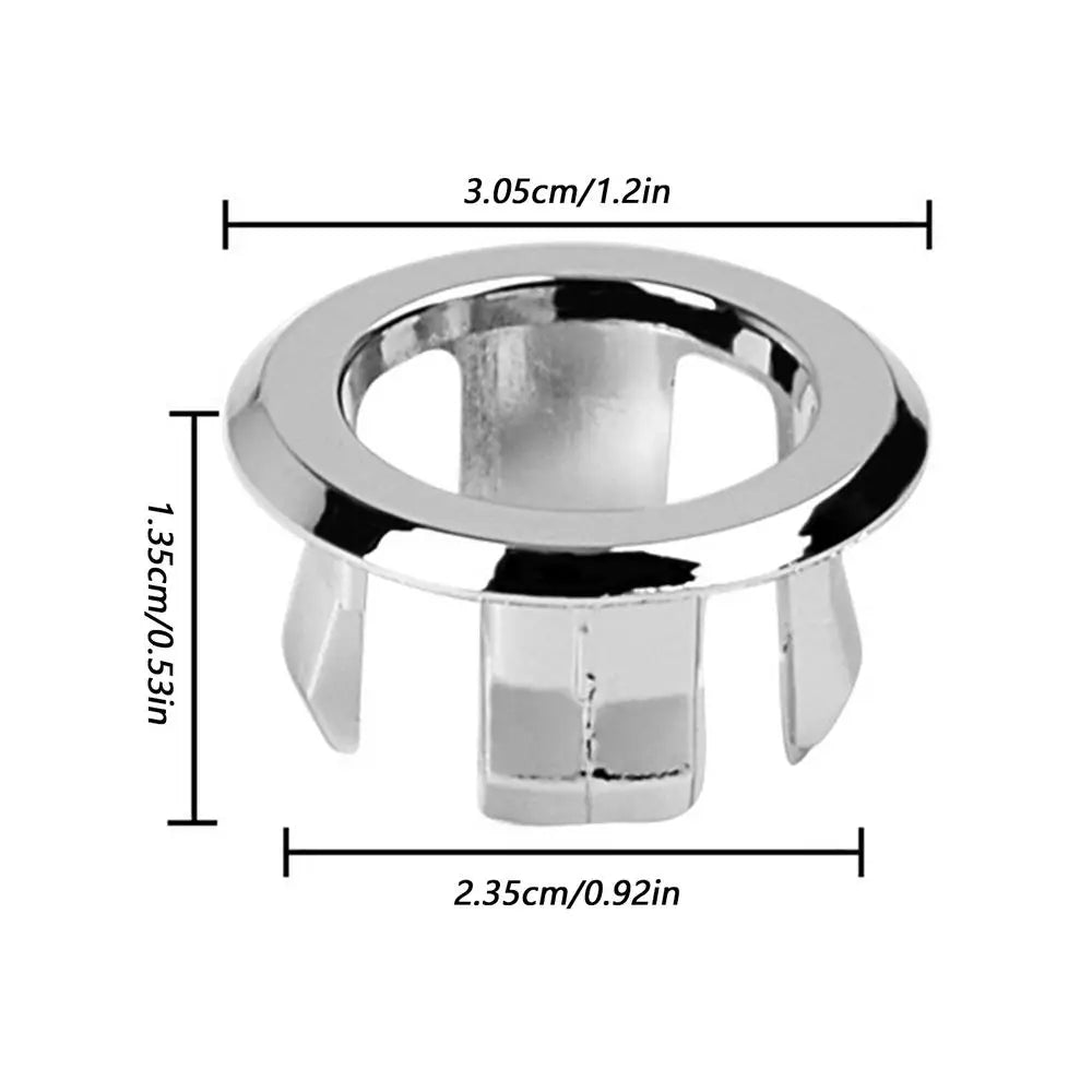 Round Sink Overflow Drain Cover – Chrome Plastic Ring Replacement