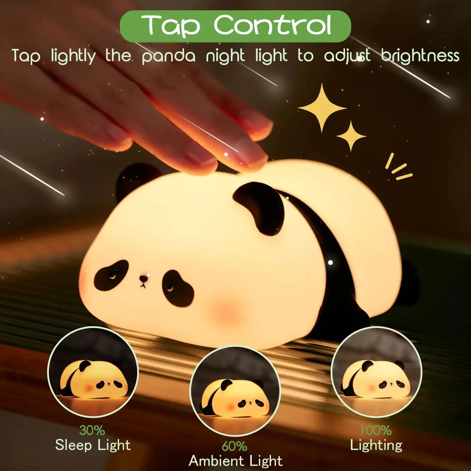 Rechargeable Sensor Touch Night Lights Cute Panda Silicone Lamp LED Dimming Lamp Bedside Decor Kids Night Light Birthday Gift Peaceful Pleasures Health and Wellness