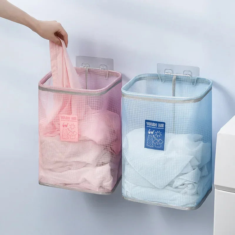 New Large Capacity Foldable Dirty Clothes Basket for Household Wall Mounted Mesh Bathroom Drainage and Moisture Prevention Boxes Peaceful Pleasures Health and Wellness