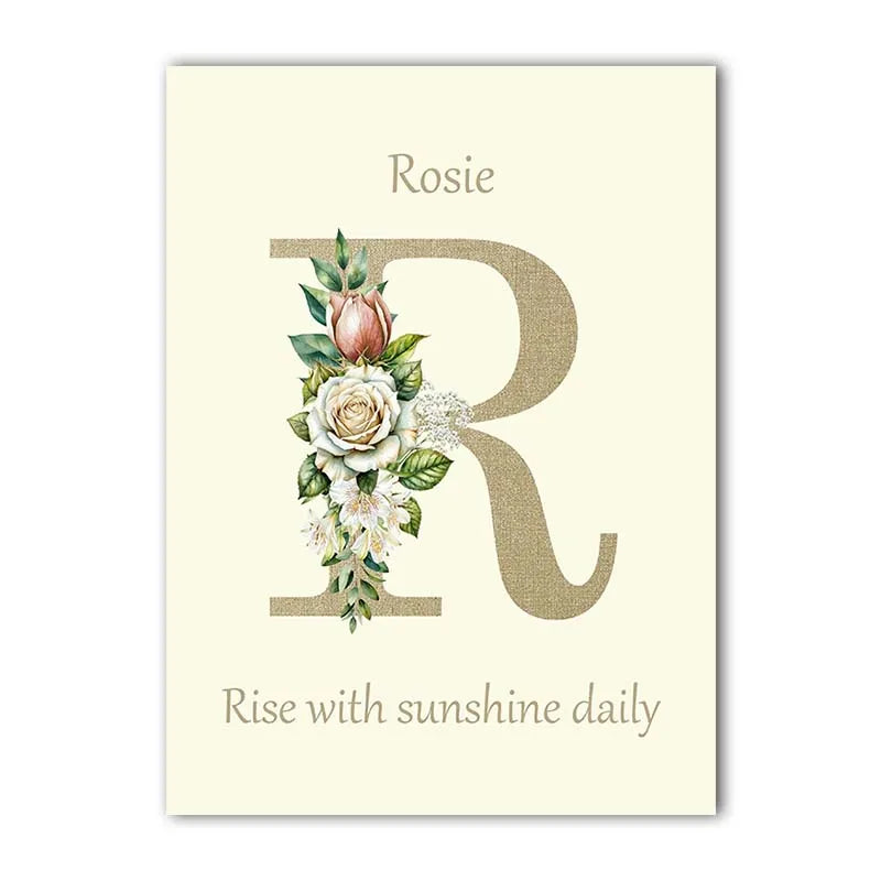 Custom Name Nursery Canvas Art | Bunny Floral Kids Wall Decor