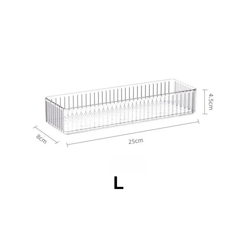 Clear Acrylic Drawer Organizer Bins | Stackable 4-Size Set