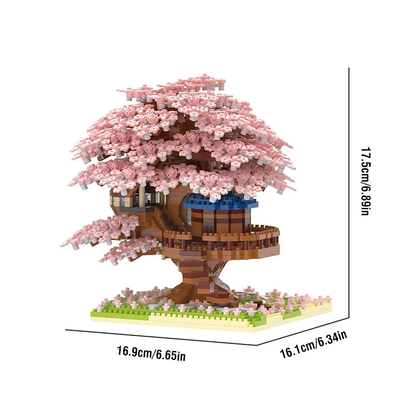 DIY Sakura Tree Building Blocks Cherry Blossom Bricks Light Treehouse