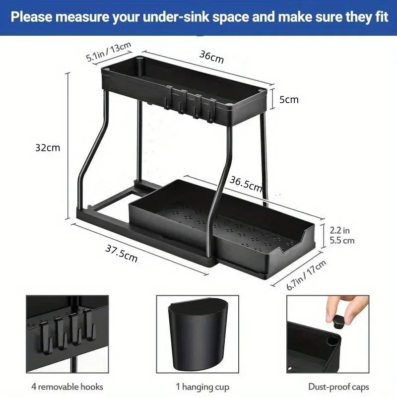 Multi-Layer Pull-Out Storage Rack | Kitchen & Bathroom
