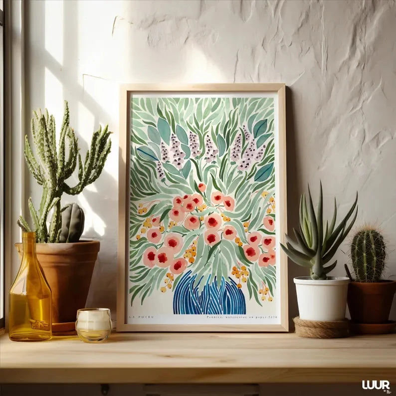 Peonies Botanical Canvas Wall Art Print | Floral Home Decor