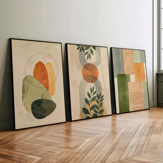 3-Piece Boho Botanical Canvas Wall Art | Tropical Home Decor Canvas Wall Art Set Peaceful Pleasures Health and Wellness G5347-3pcs 21x30cm Wood Framed