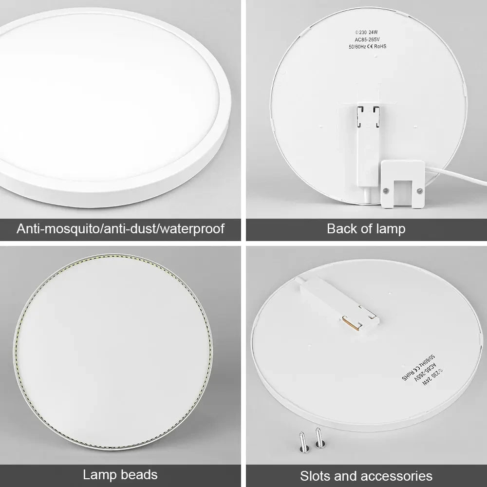 RUNTOIN 24W/28W Ultra-Thin Round LED Ceiling Light Panel