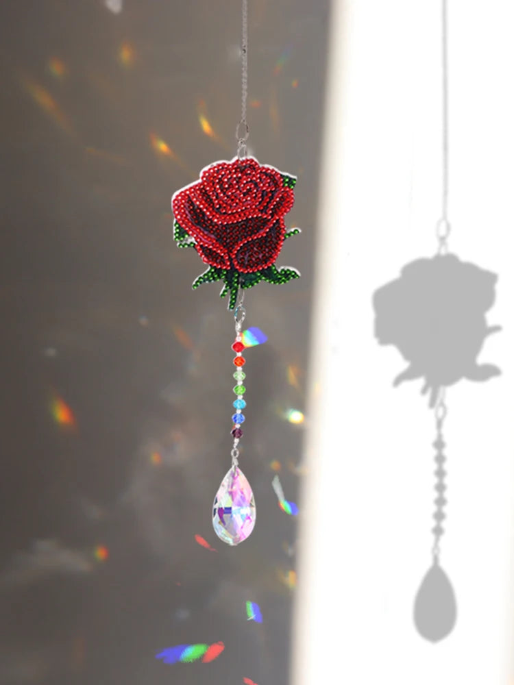 Diamond Mosaic DIY Light Catch Wind Chime Pendant Rhinestone Hanging Wall Ornament Rhinestone Picture Home Decoration Gifts Peaceful Pleasures Health and Wellness
