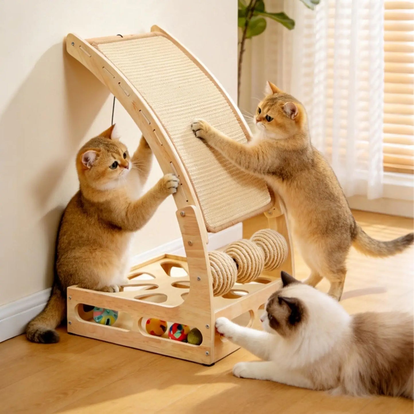 Cat Scratch Padwith Ball Maze Vertical Cat Scratcher Furniture Protector Toys for Home Living Room Apartment Dorm Corner Peaceful Pleasures Health and Wellness China Mainland