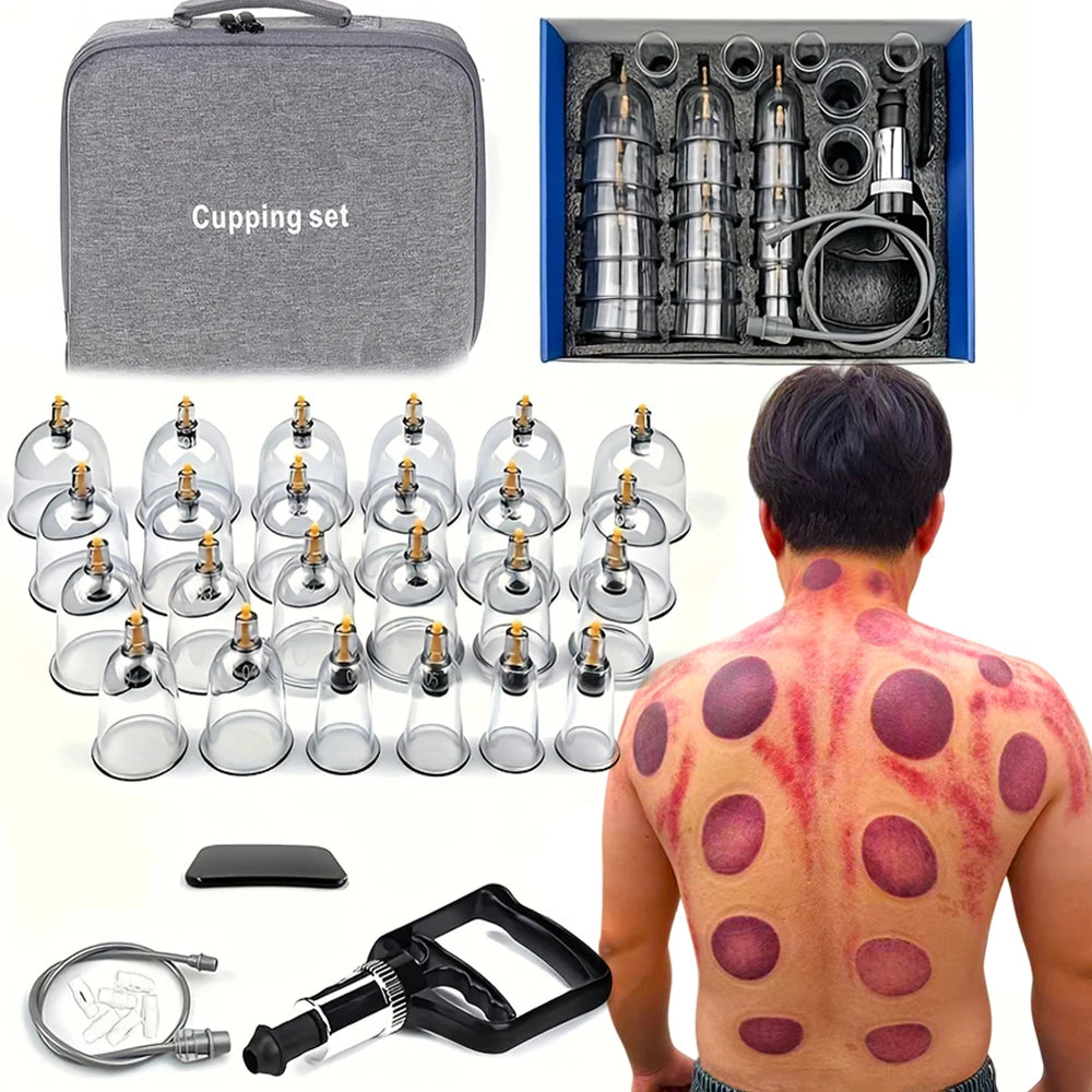 Cupping Relax Set Multiple Sizes of Vacuum Cups with Hand Pump and Detailed Cupping Manual Massage Cupping Set for Massage Peaceful Pleasures Health and Wellness