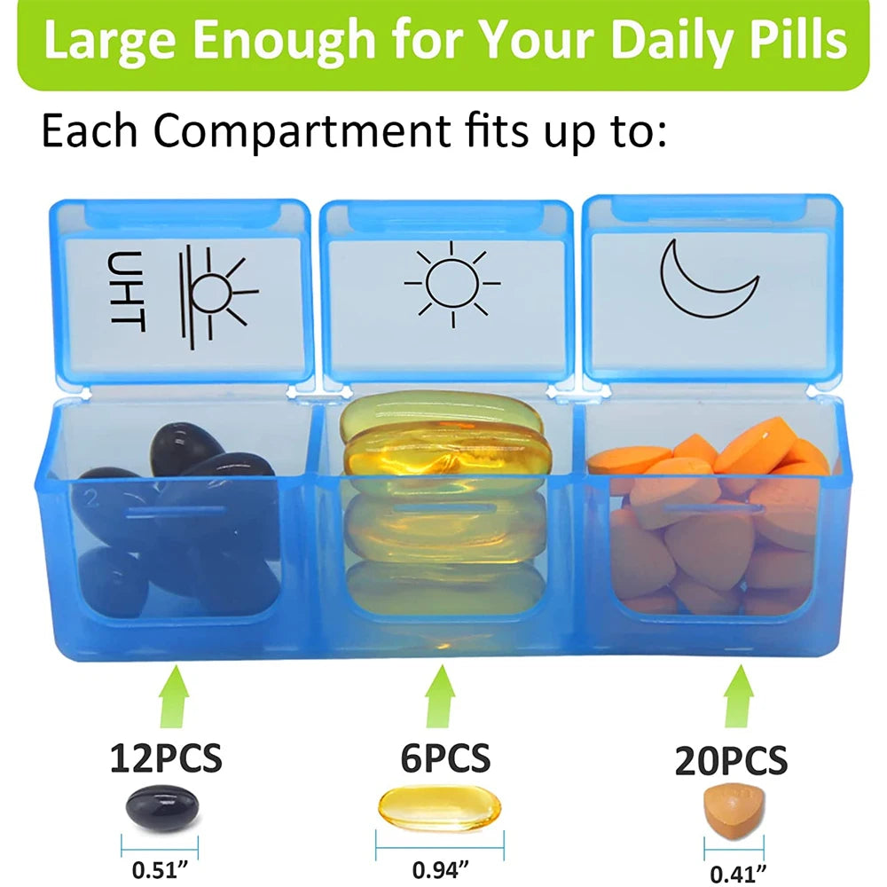 Weekly Pill Organizer,3-Times-A-Day 7 Day Pill Box -Proof Pill Case Medication Reminder Portable Travel Container for Vitamins Peaceful Pleasures Health and Wellness