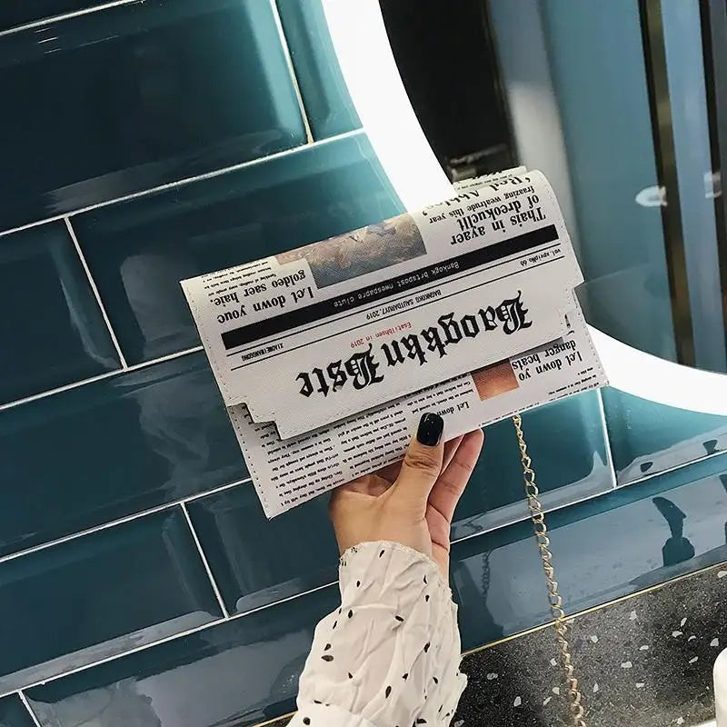Women Newspaper Messenger Bag Shoulder Personality Fashion Small