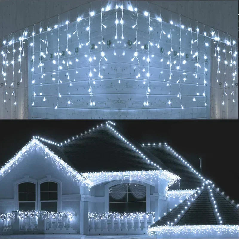 4M LED Icicle Curtain String Lights | Christmas Garden Decor