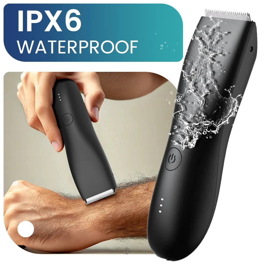 [IPX6] Men's Groin/Body Trimmer w/ SkinSafe - Foil Blades & Precision, Rechargeable Ball Shaver for Sensitive Skin Peaceful Pleasures Health and Wellness