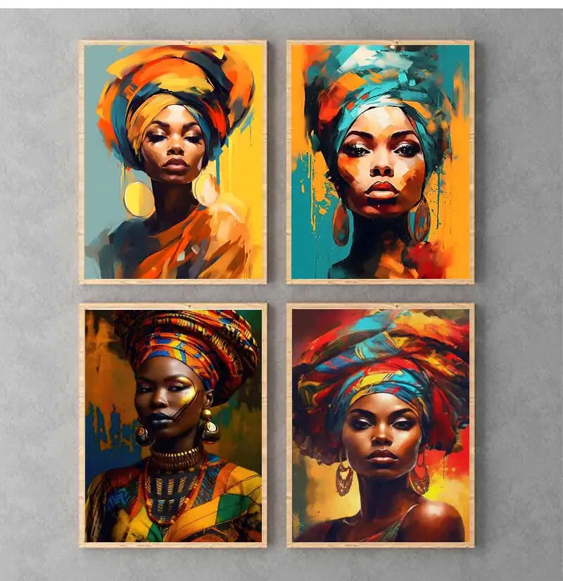 African Beauty Girl Canvas Wall Art | Modern Scandinavian Poster