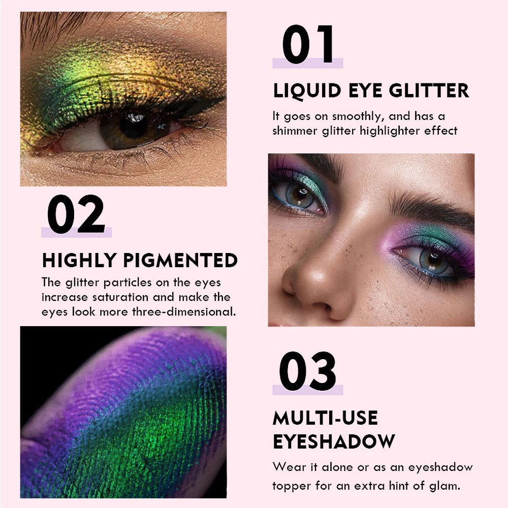 Chameleon Pearlescent Liquid Eyeshadow Illusion Highlight Highlight Fine Shimmer Festival Stage Makeup Peaceful Pleasures Health and Wellness