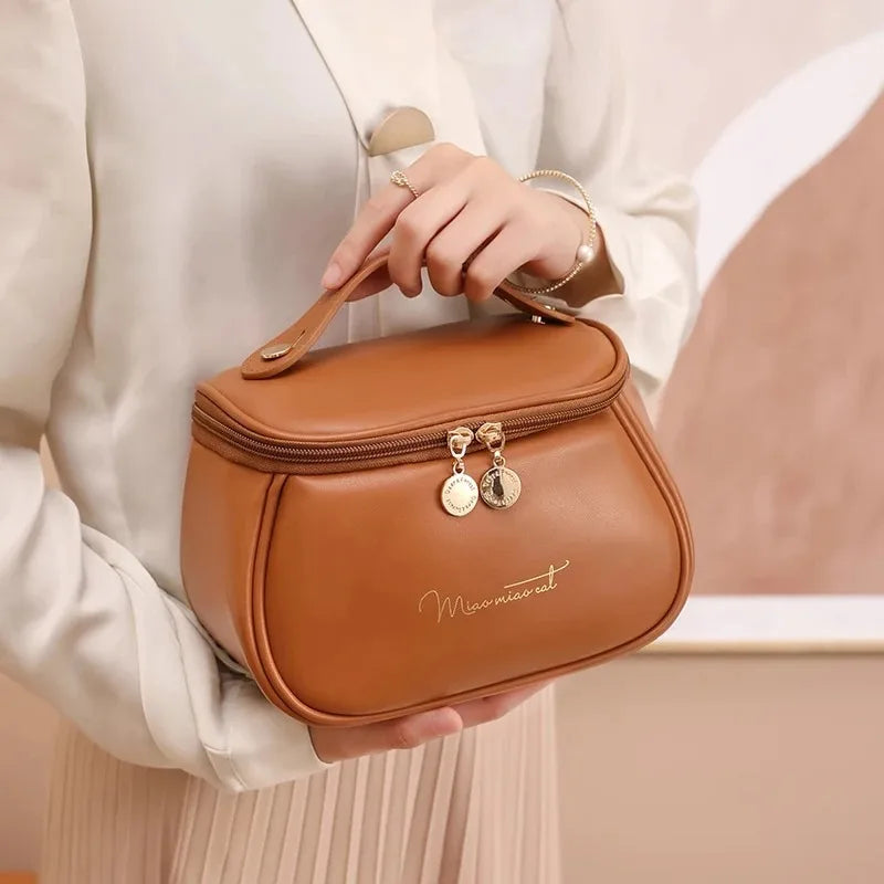 2026 New PU Leather Cosmetic Bag For Women Multi-Functional Portable Travel Storage Makeup Case Female Toiletry Kit Bag YUZI Peaceful Pleasures Health and Wellness