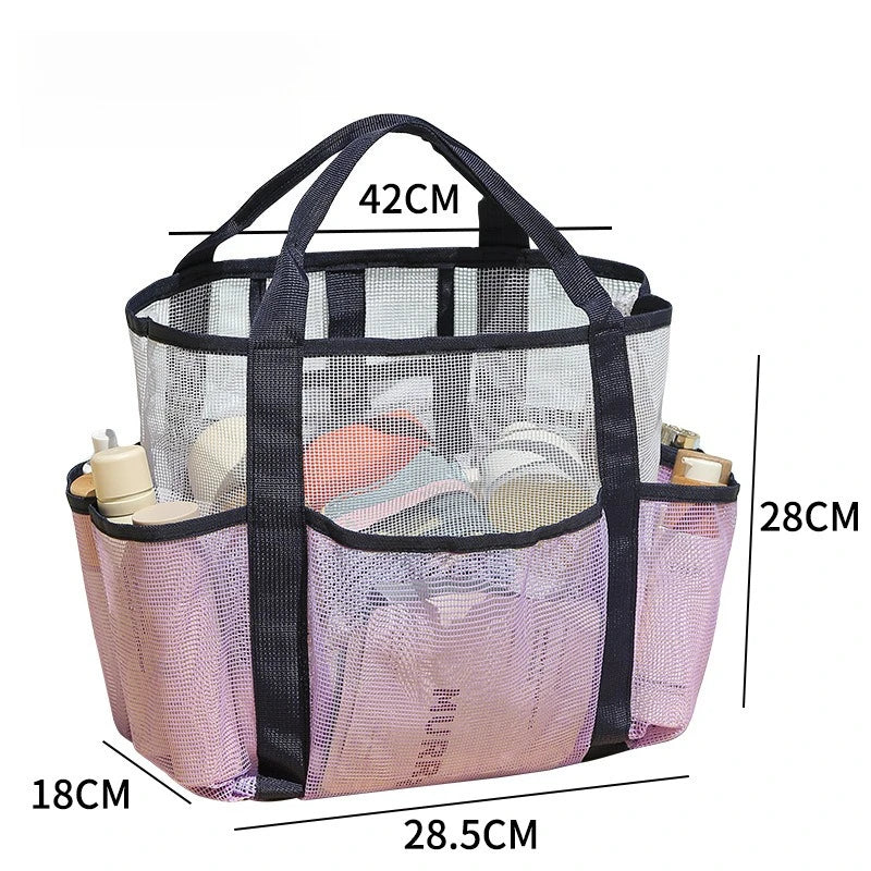 Large Mesh Beach Bag | Wet Dry Tote & Shower Organizer Mesh Tote Bag Peaceful Pleasures Health and Wellness Purple