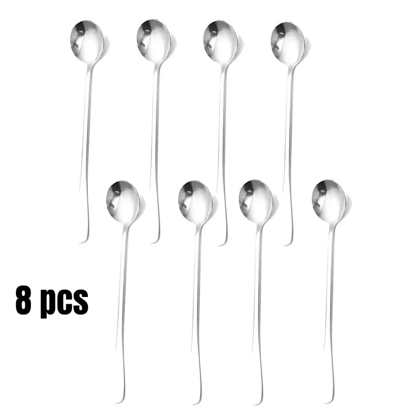 6pcs Stainless Steel Ice Tea Scoop Dessert Spoon Food Grade Ice Cream Candy Tea Spoon Milkshake Coffee Multi-Purpose Spoon Peaceful Pleasures Health and Wellness 8 pcs Round spoon