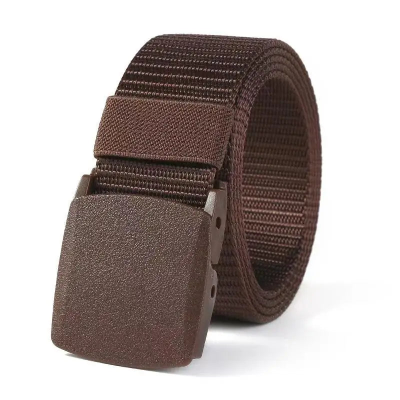 Canvas Nylon Tactical Belt Non-metallic Anti Allergy Ideal For Outdoor Training Security Check And Daily Pants Wearing Use Peaceful Pleasures Health and Wellness Coffee 120cm