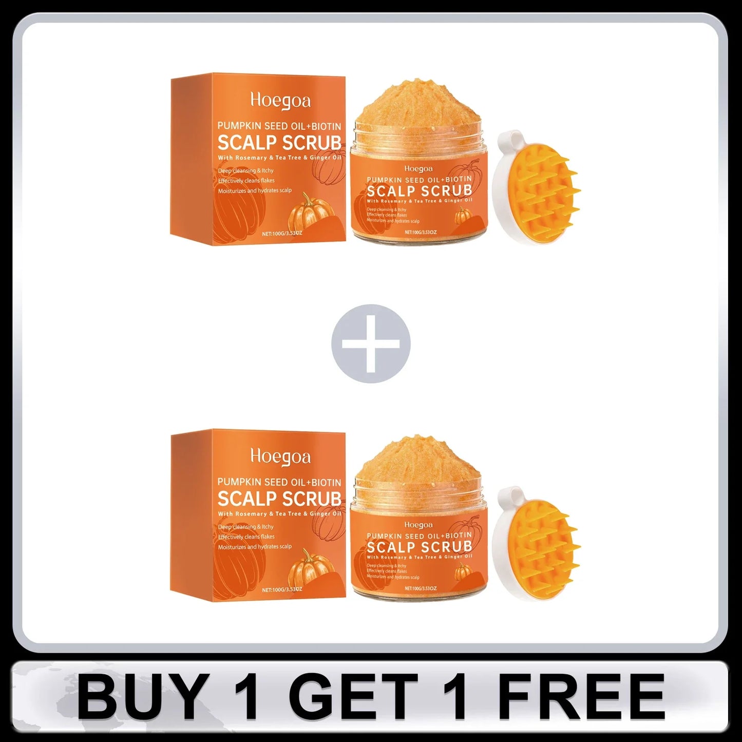 HOEGOA Pumpkin Scalp Scrub + Massage Comb | Tea Tree 100g