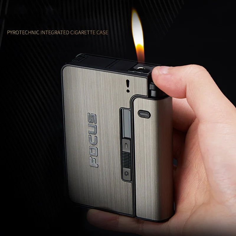 Portable Automatic Cigarette Case Metal Cigarette Holder Box for 10pcs King Size Cigarette Lighter Not Included Gift for Men Dad Peaceful Pleasures Health and Wellness