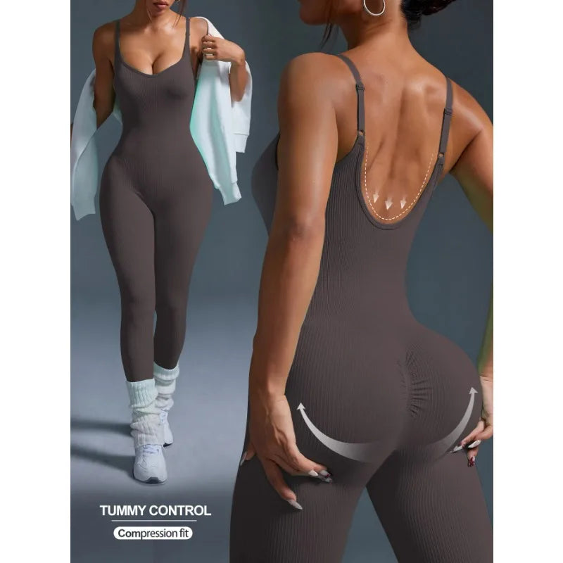 Women's Seamless Yoga Jumpsuit | Tummy Control & Butt Lifting Yoga Jumpsuit Peaceful Pleasures Health and Wellness