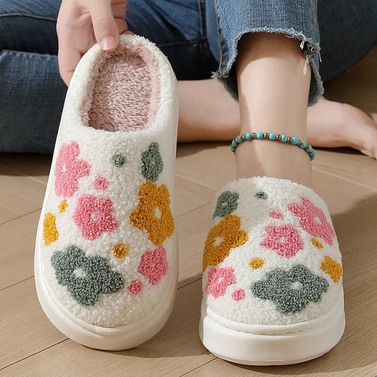 Women's Plush Fur Slippers | Non-Slip Warm Indoor House Shoes