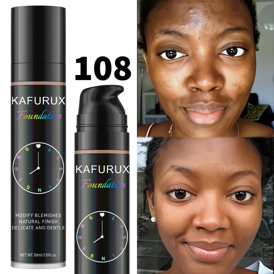 KAFURUX 8-Shade Liquid Foundation – Waterproof Full Coverage