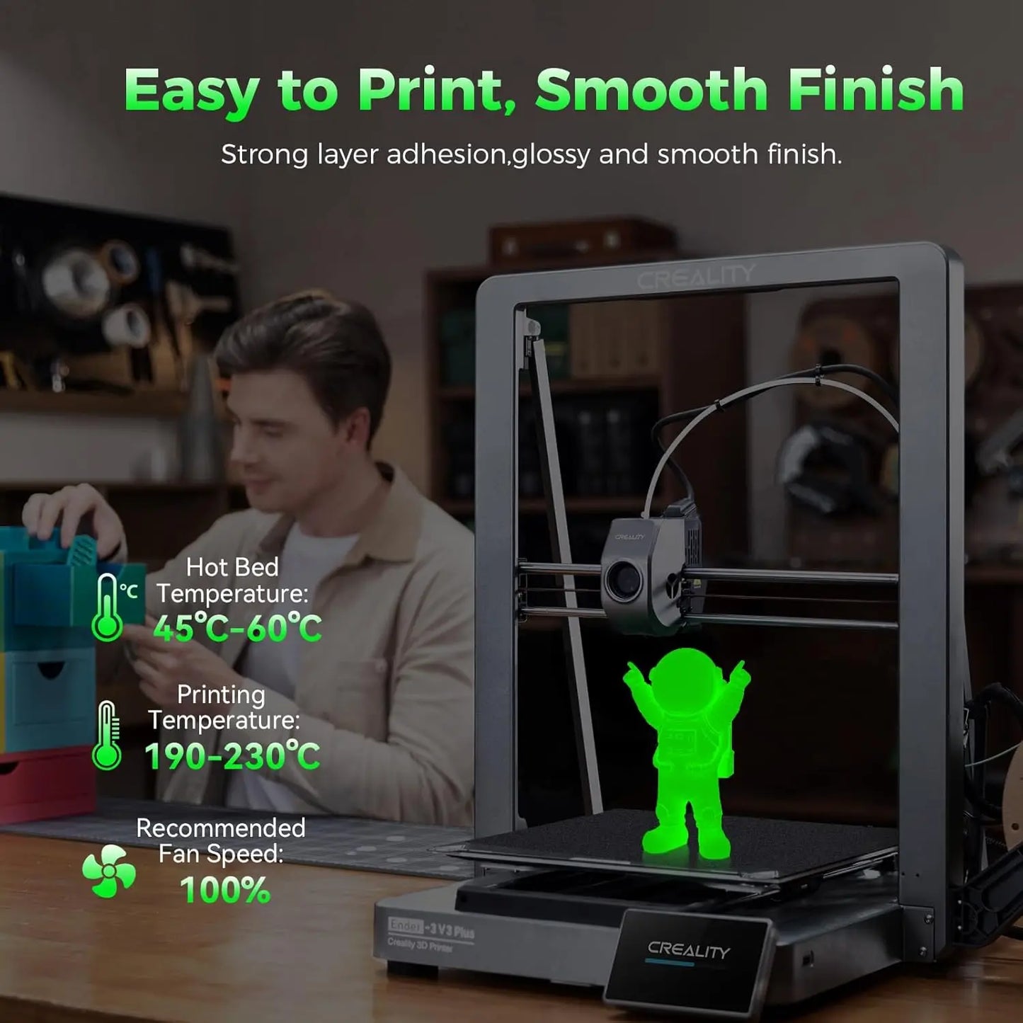 DINGSUN 3D Glow in Dark PLA Filament 1.75mm ±0.02mm Precision