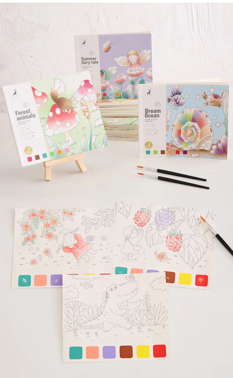20Page Children's Creative Watercolor Painting Book Fairy Ocean