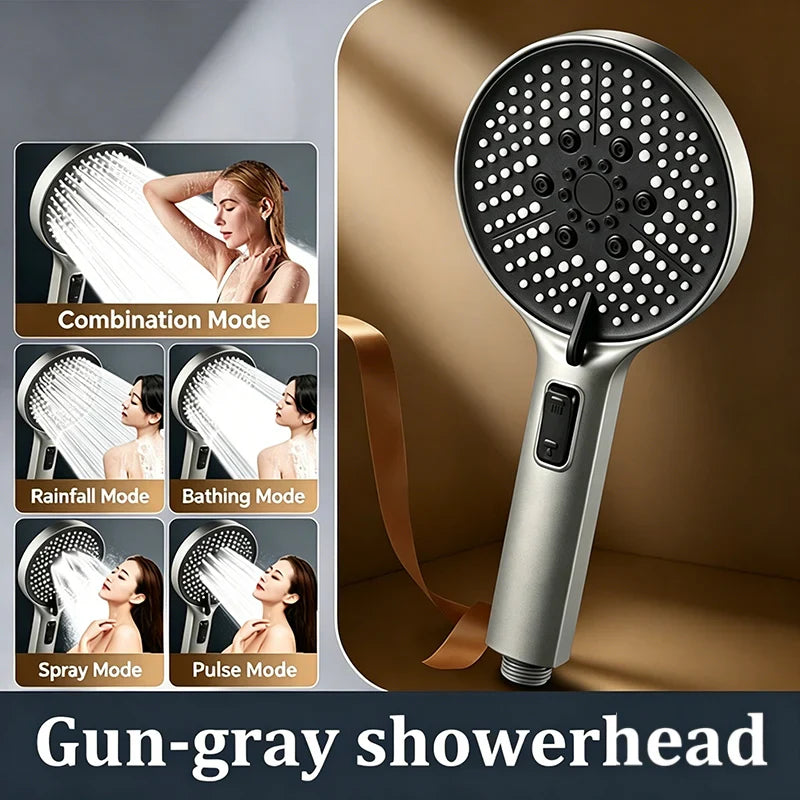 5-Mode High Pressure Handheld Shower Head | One-Key Stop