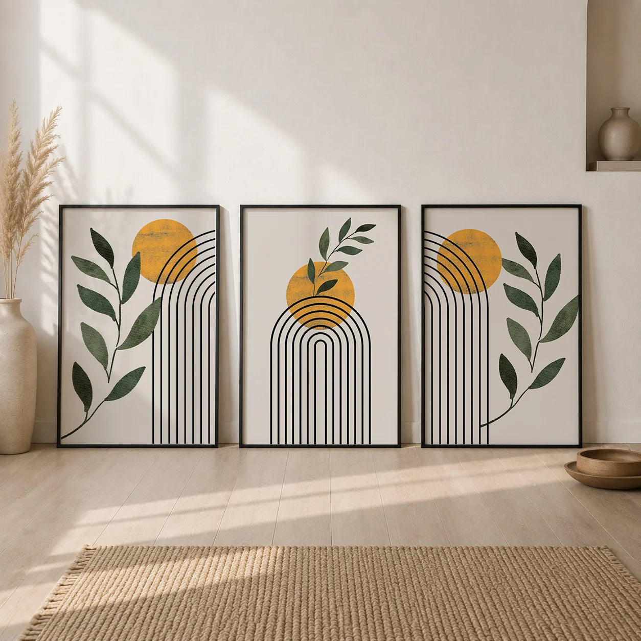 Abstract Wall Art Nordic Boho Canvas Painting Nordic Style Poster Prints for Bedroom Living Room Wall Decor Peaceful Pleasures Health and Wellness