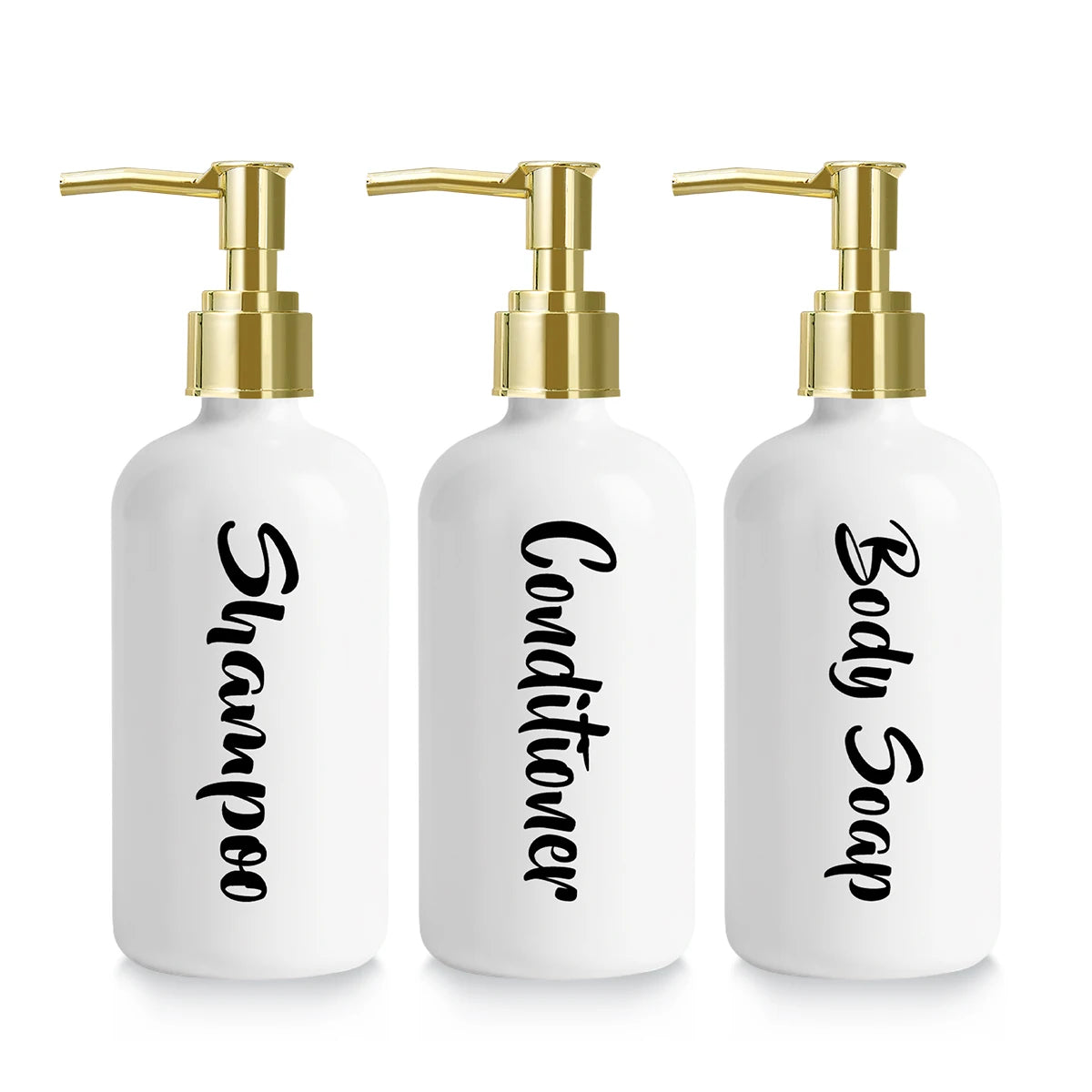 3Pcs Shampoo and Conditioner Dispenser Shower Soap Bottles with Pump, Refillable Shampoo Conditioner Body Wash Dispenser Peaceful Pleasures Health and Wellness WHITE Other