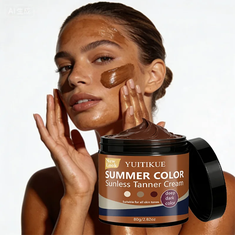 Yuitikue Summer Color Sunless Tanner Cream, 80g Deep Dark Color Self Tanning Cream for All Skin Tones, Face & Body Peaceful Pleasures Health and Wellness