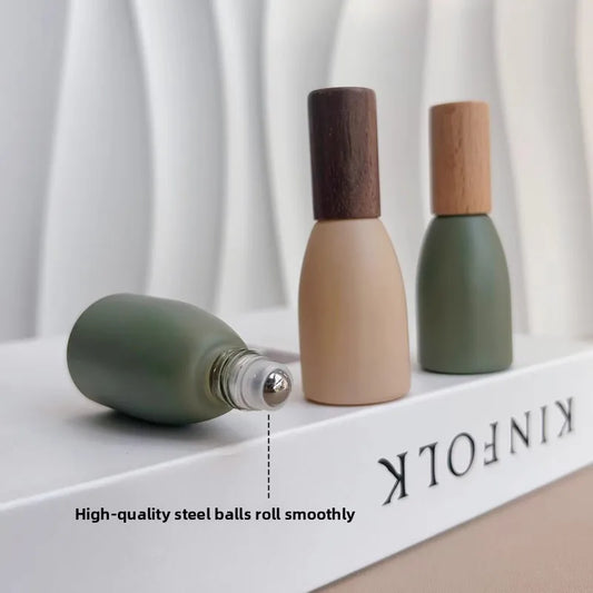 Portable Glass Perfume Bottle Empty Wood Lid Roll-on Bottle High Quality 10ml Essential Oil Roller Bottle Makeup Tool Peaceful Pleasures Health and Wellness