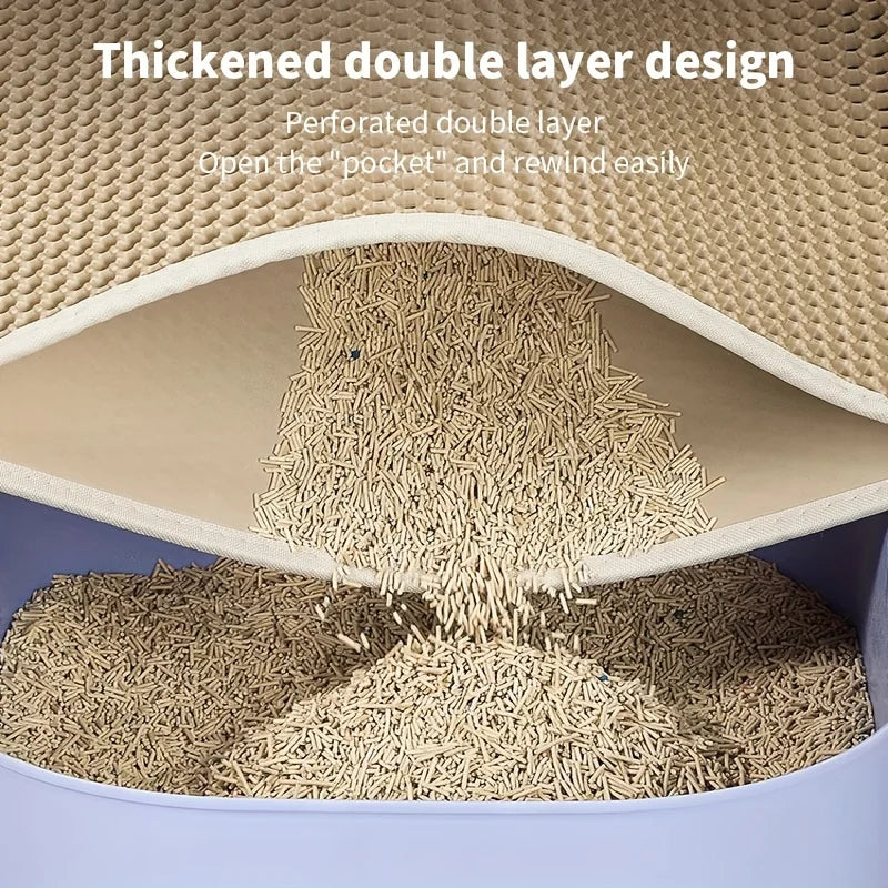 1Pc Large Size Cat Litter Mat-Advanced Honeycomb Double Layer Design,Urine Waterproof,Easy Cleaning,Scatter Control,Stay Clean Peaceful Pleasures Health and Wellness