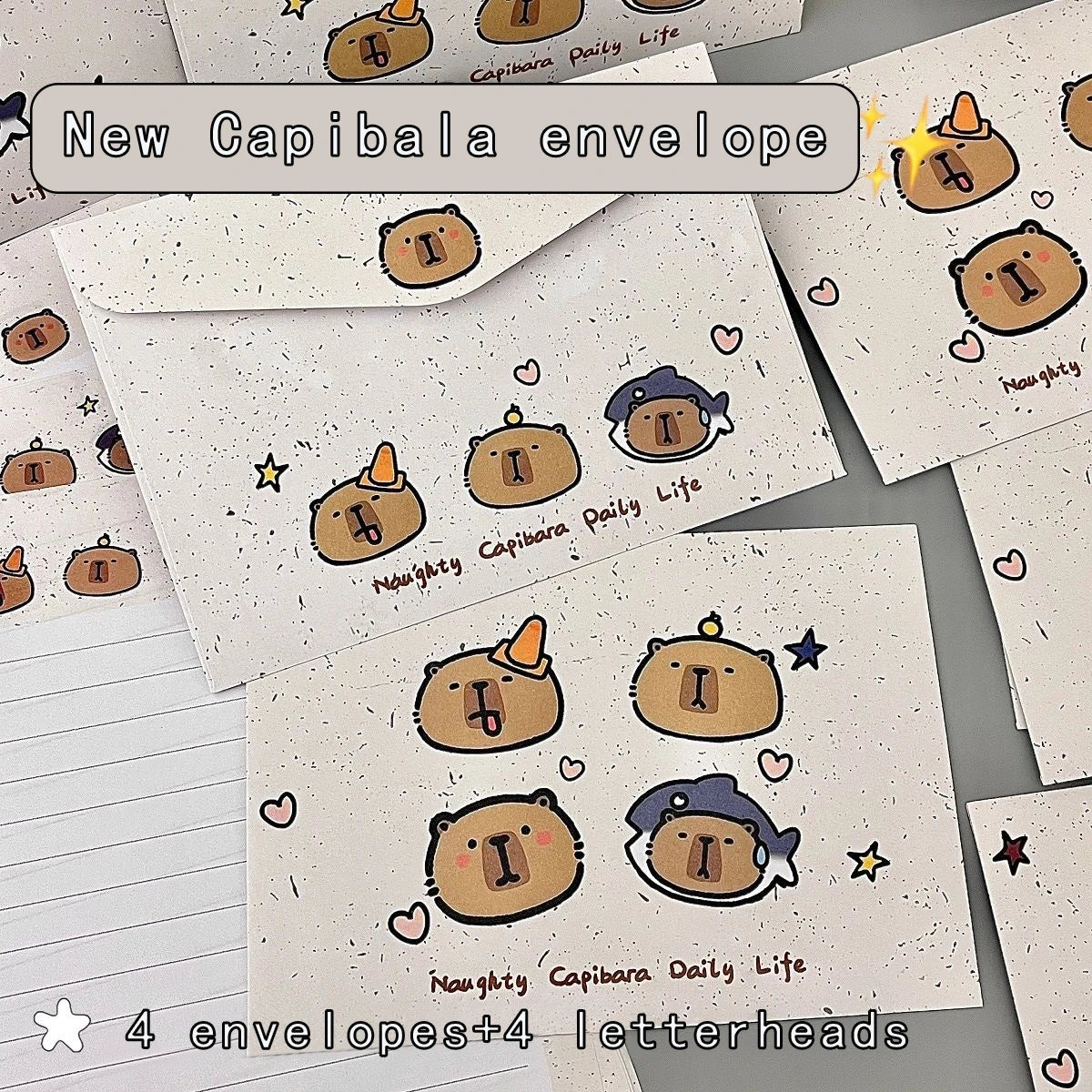 4 Charming Puppy Floral Letter Sets Envelopes Creative Handwritten