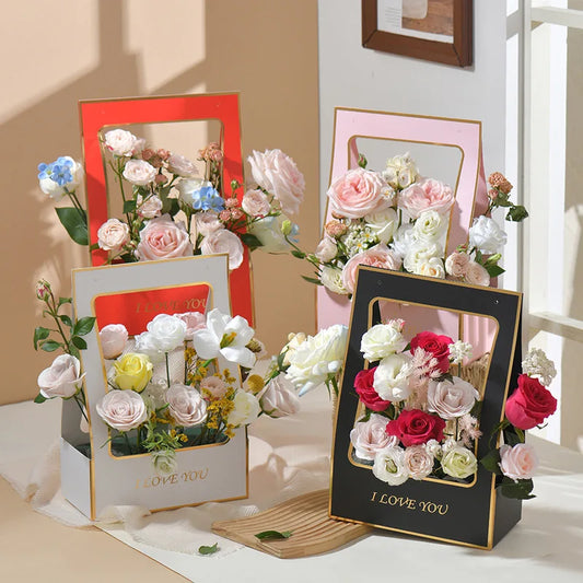 Kraft Paper Flower Bouquet Box Bag | Waterproof Handheld Gift Wrap Flower Bouquet Bag Oasis Select
