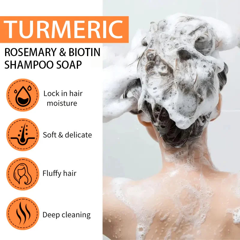 YUITIKUE Turmeric Rosemary Shampoo Soap - Rich Lather, Deep Cleans & Moisturizes, Volumizing for All Hair Types, 100g Peaceful Pleasures Health and Wellness