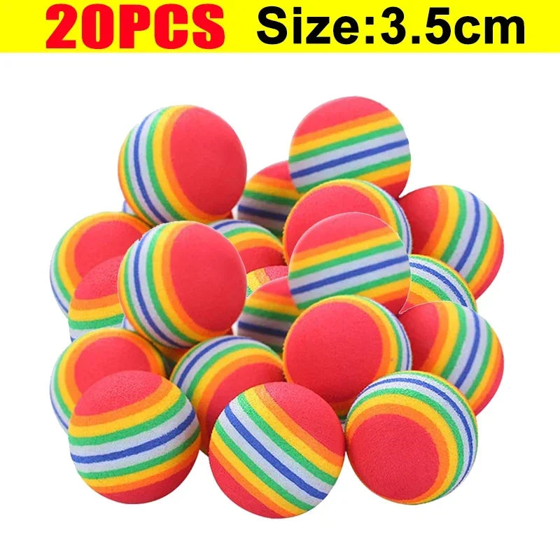 Rainbow EVA Soft Pet Toy Balls for Cats & Dogs | 10–50 Pack