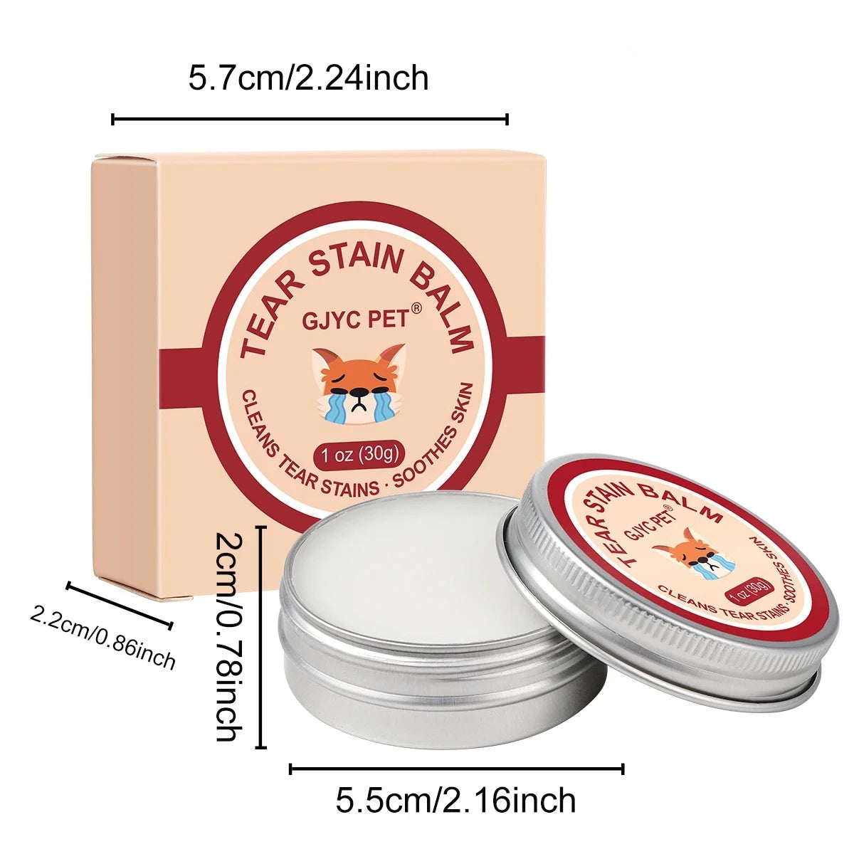 GJYC PET Natural Gentle Tear Stain Balm Brush Remover Reduces Eye