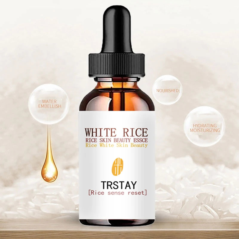 White Rice Whitening Serum Face Moisturizing Cream Shrink Pores Brighten Enzyme Anti Wrinkle Anti Aging Skin Care Essence Peaceful Pleasures Health and Wellness