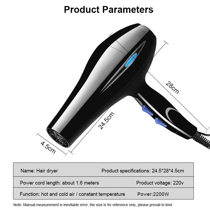 Hair Dryer 2200W Professional Powerful Hair Dryer Fast Heating Hots And Cold Adjustment Ionic Air Blow Dryer with Air Collecting Peaceful Pleasures Health and Wellness