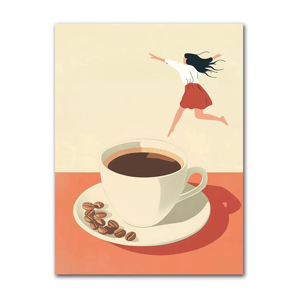 Good Morning Coffee Diver Poster Retro Funny Minimalist Food Espresso Lover Canvas Painting Wall Art Home Room Decor Peaceful Pleasures Health and Wellness 61731-05 30x40cm Unframed