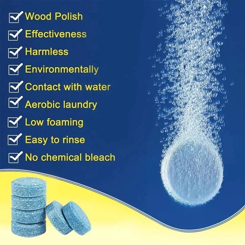 100pc Windshield Washer Fluid Effervescent Tablets Concentrated