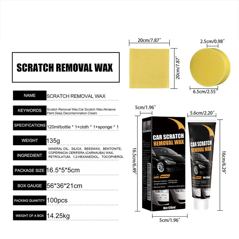 Car Scratch Repair Wax with Sponge Paint Care Polishing Anti-Scratch Protection Swirl Remover Multi-Purpose Maintenance Wax Peaceful Pleasures Health and Wellness
