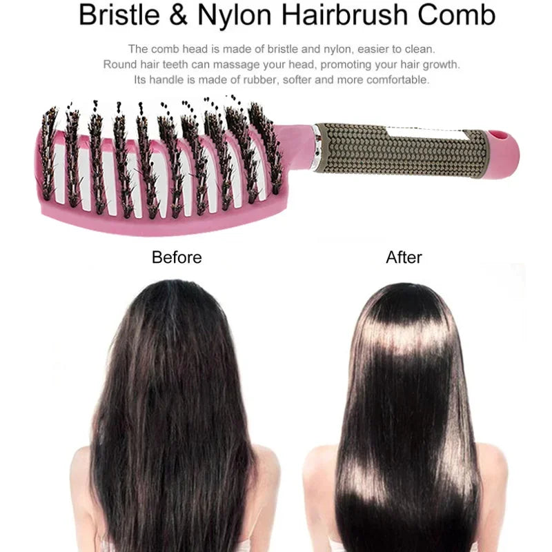 Women Detangler Hair Brush, Hairdressing Comb, Nylon Bristle, Scalp Massage, Tangle Teaser Peaceful Pleasures Health and Wellness