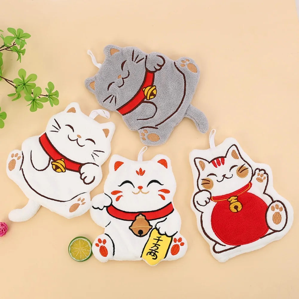 Cute Cartoon Cat Linen Hand Towels – Kitchen & Bathroom Kitchen Hand Towel Peaceful Pleasures Health and Wellness
