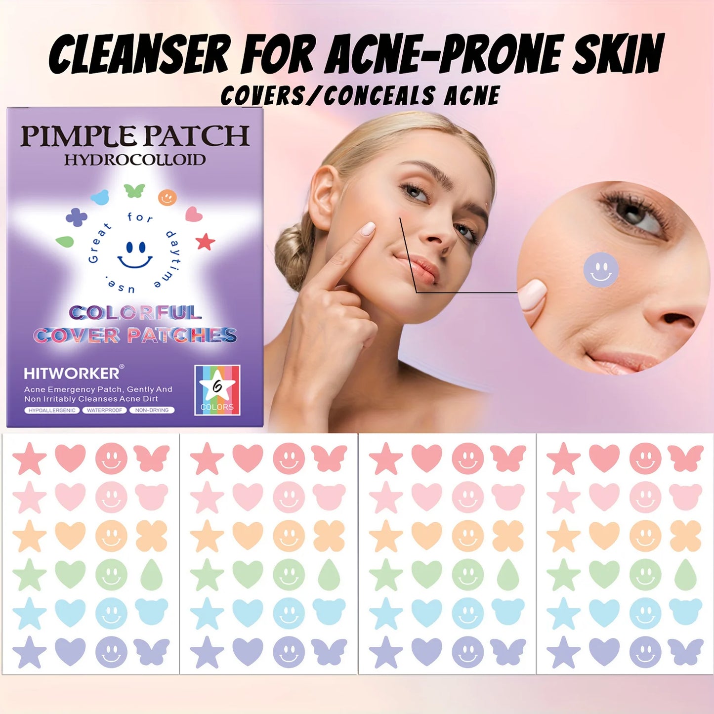 Invisible Hydrocolloid Acne Patches – Waterproof, All Skin Types